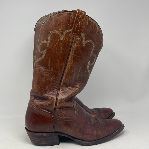 J Chisholm Cowboy Western Boots Mens 9 D Brown Leather Handcrafted Style 911 - Picture 3 of 16